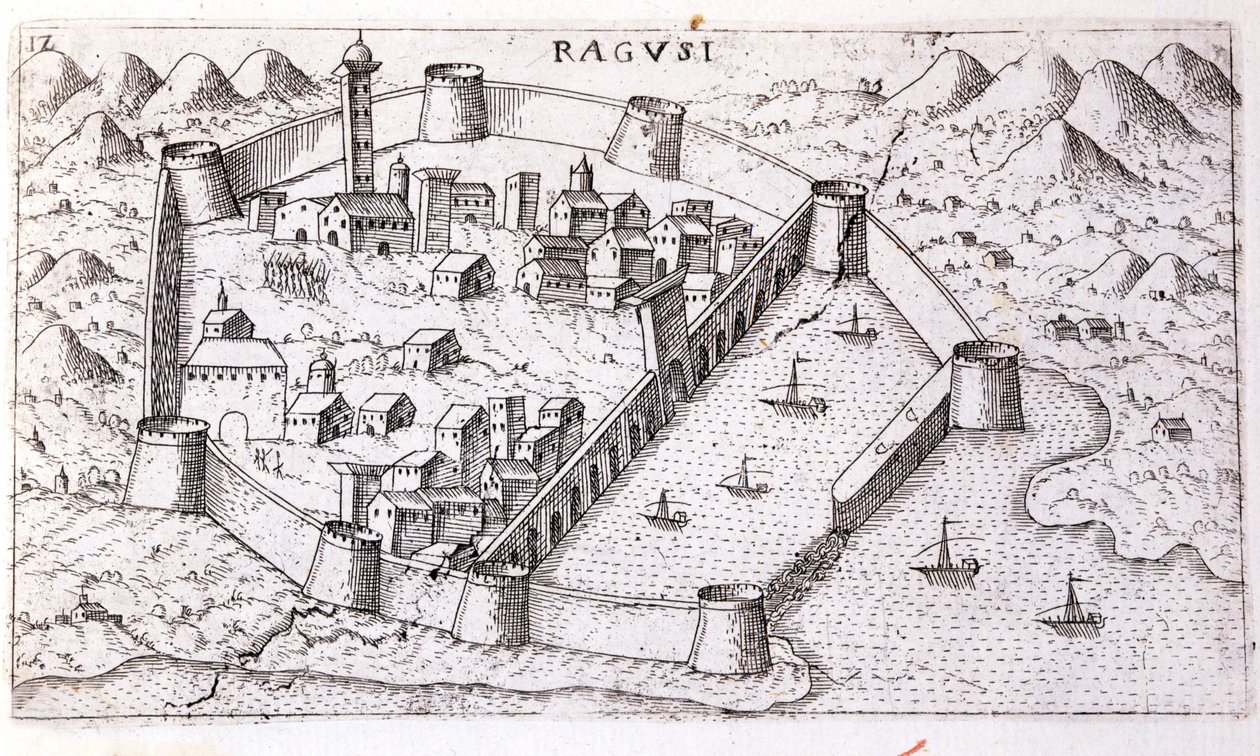 Pohled na město Ragusa v 16. století. od Unknown artist