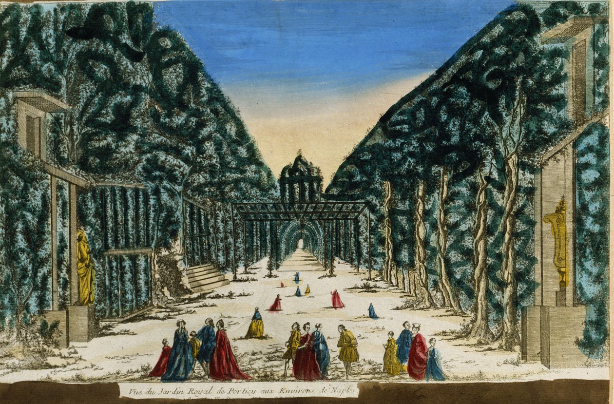 Pohled na královskou zahradu Portici nedaleko Neapole v roce 1760. od Unknown artist