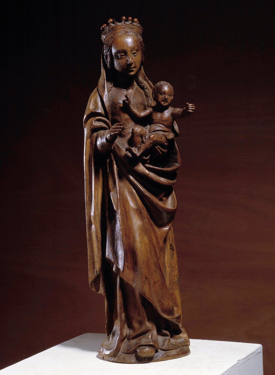 Panna a dítě Dřevěná plastika ze 14. století. Vyrobeno na severu Francie. Musee Vivenel, Compiegne od Unknown artist