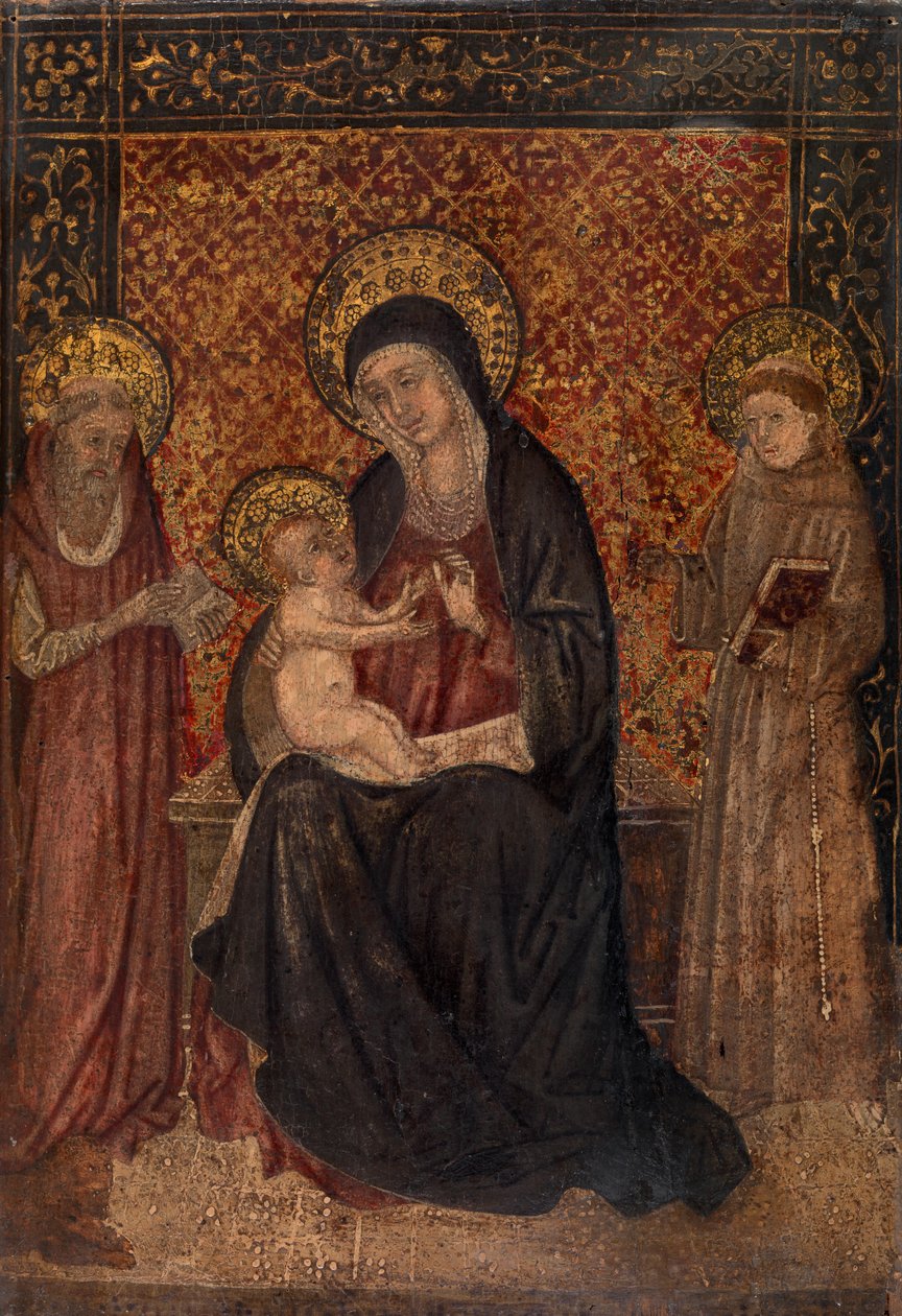 Panna s dítětem se svatými Jeronýmem a Františkem z Assisi od Unknown artist