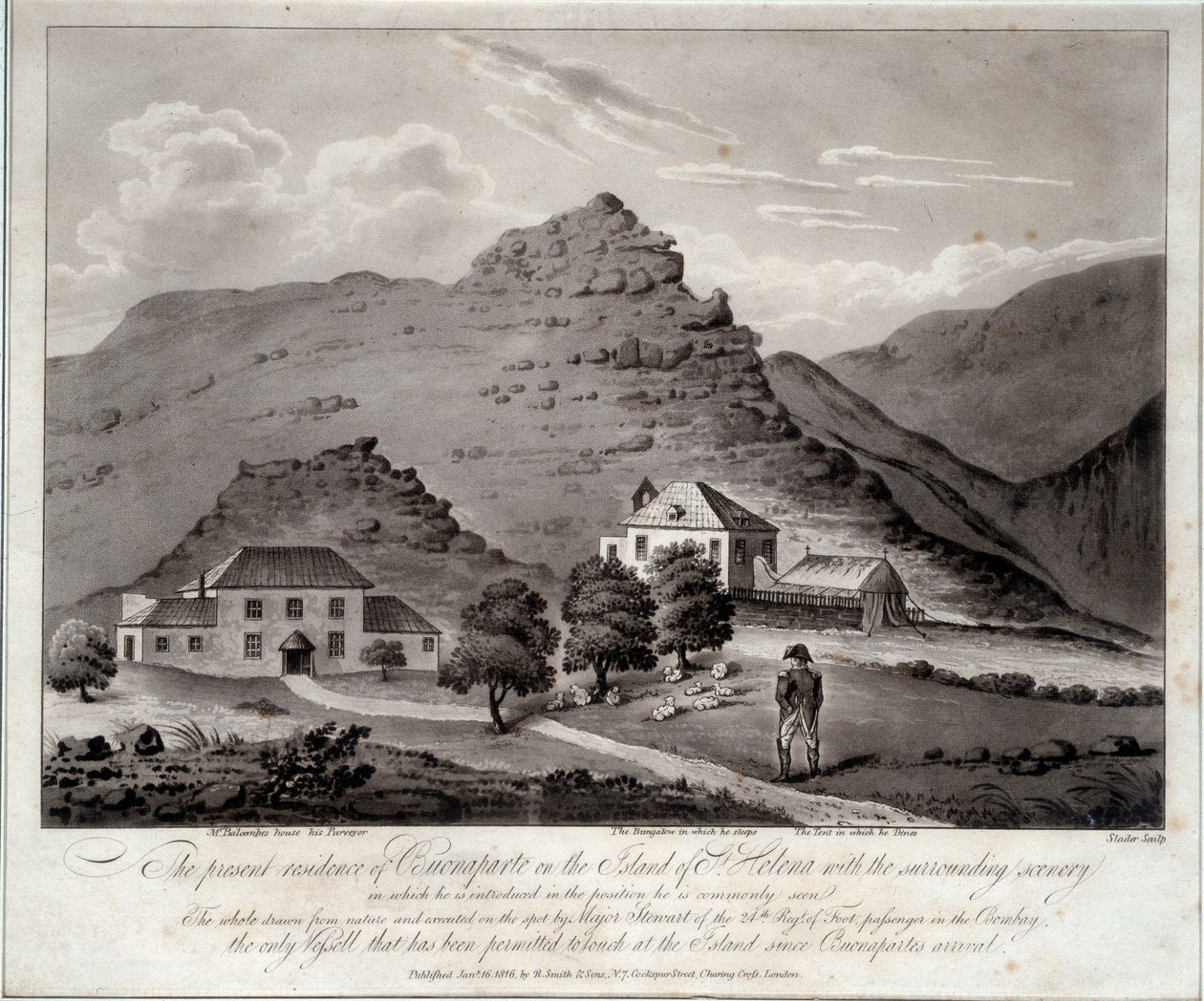 Pohled na ostrov Sainte Helene (Ile Sainte-Helene) Rytina z 19. století Malmaison. Hradní muzeum od Unknown artist