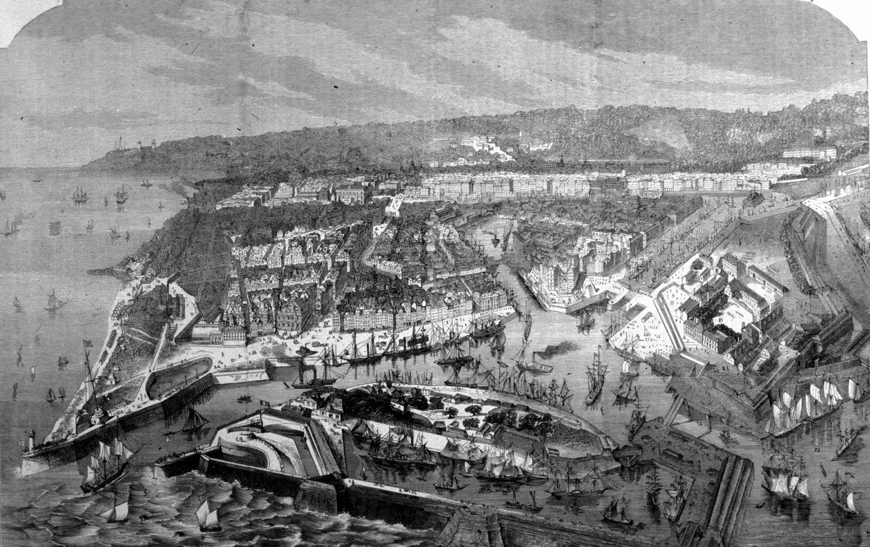 Vue du port du Havre. 1868 Rytina 19. stol. od Unknown artist