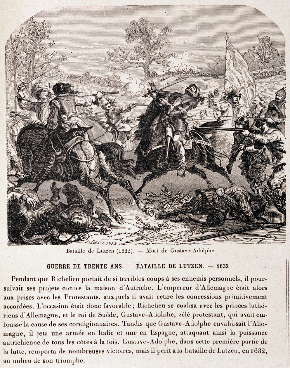 Válka 30 let: bitva u Lutzenu (1632) a smrt Gustava Adolfa. - v „L