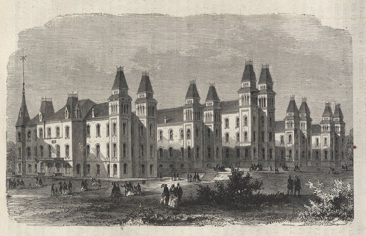 Ward Island Immigrant Hospital - New York State - Emigrační komise Establishment - Rytina v „The Illustrious Universe“ z roku 1869 od Unknown artist