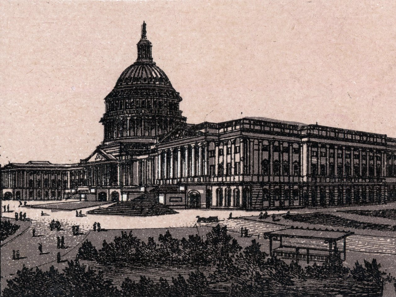 Washington, Spojené státy americké: pohled na Kapitol. v „The World Illustrates 168 Views“ Nedatováno (konec 19. století) od Unknown artist