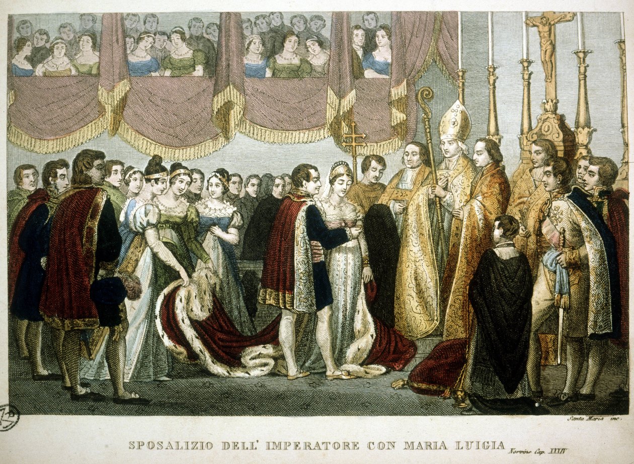 Svatební obřad mezi Napoleonem I. a Marií - Lujzou Habsburskou v kostele Augustinů ve Vídni, 2. dubna od Unknown artist