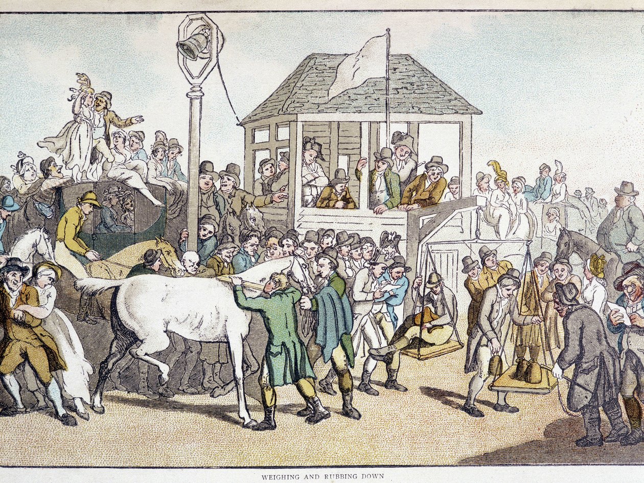 Vážení a mytí před koňskými dostihy (konec 19. století). od Unknown artist