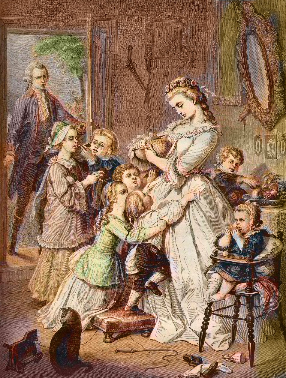 Werther překvapí Charlotte obklopenou dětmi od Unknown artist