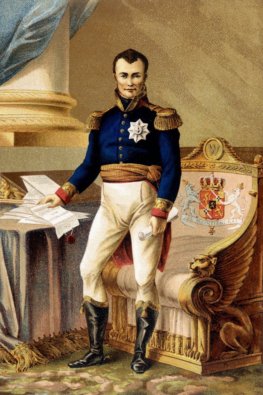 Vilém I. Nizozemský - Vilém I. Nizozemský (1772-1843) s ústavou z roku 1815 - Vilém I. Nizozemský - (Guillaume Frederic of Orange-Nassau) od Unknown artist