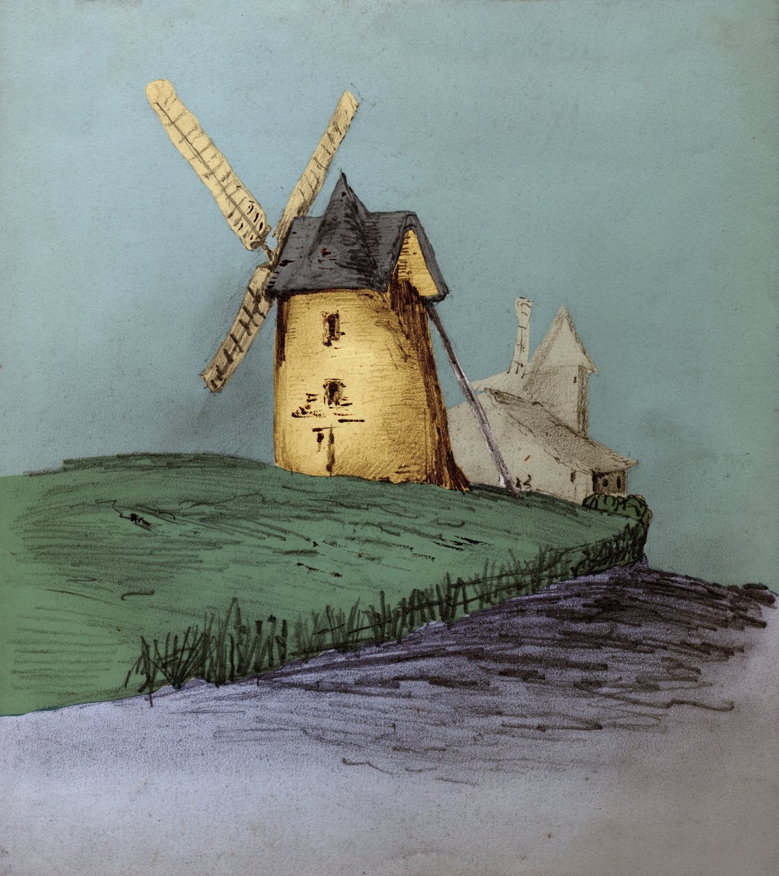 Větrné mlýny. (výkres od Unknown artist