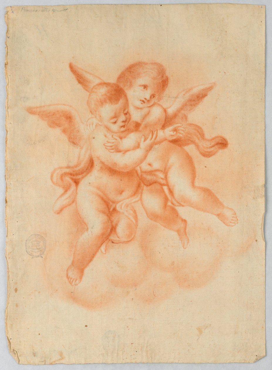 Okřídlený Putti v oblacích od Unknown artist