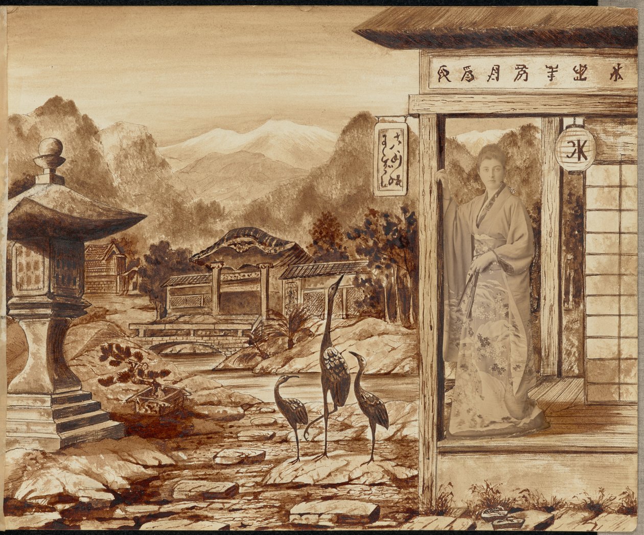 [Žena v japonském prostředí] od Unknown artist