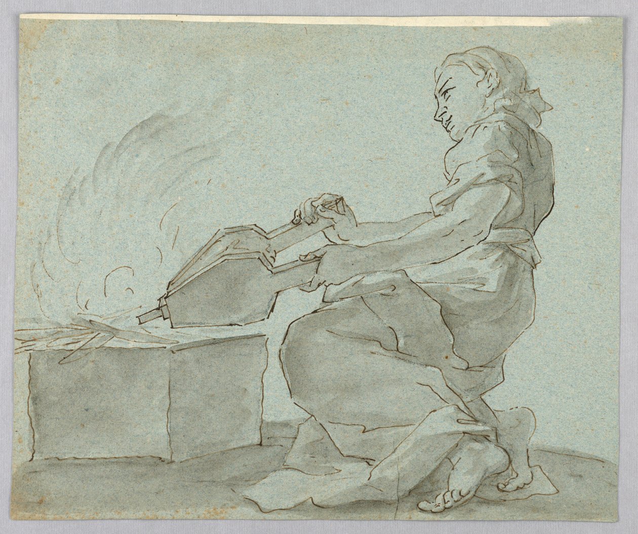 Žena s měchy zapalování ohně od Unknown artist