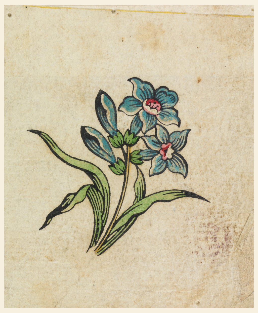Woodblock zkušební nátisk pro tištěný textil od Unknown artist