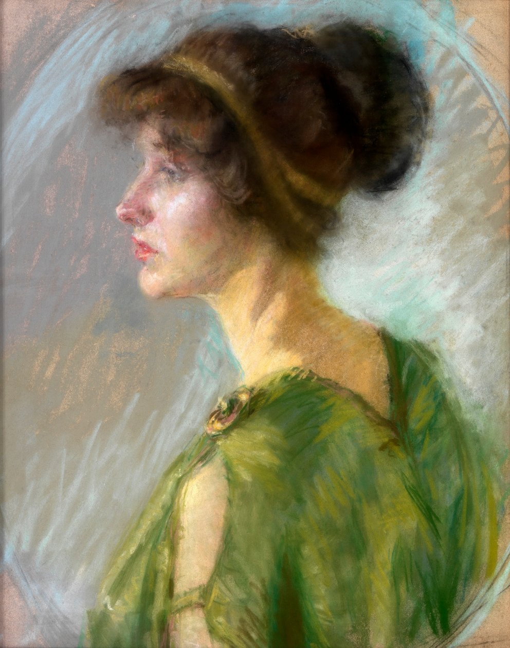 Mladá žena v zeleném od Unknown artist