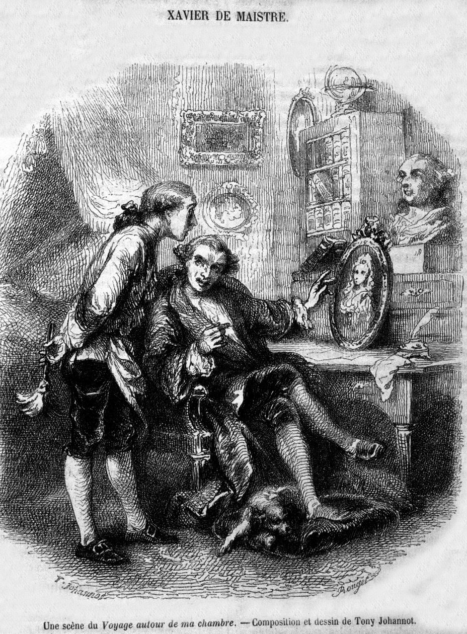 ilustrace „“ Cesta kolem mého pokoje „“ (1794) od Xaviera de Maistre. od Unknown artist