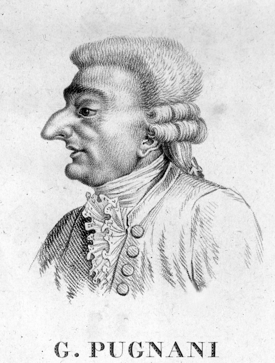 portrét Gaetana Pugnaniho. Italský houslista a skladatel (nar. v Turíně od Unknown artist