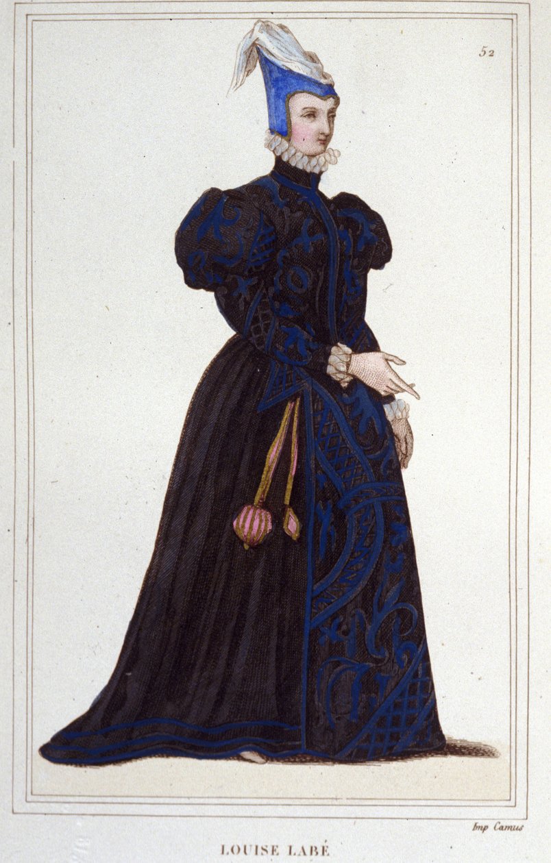 portrét Louise Labbé nebo Labé (ver1524-1566), francouzský básník. rytina z roku 1830 od Unknown artist