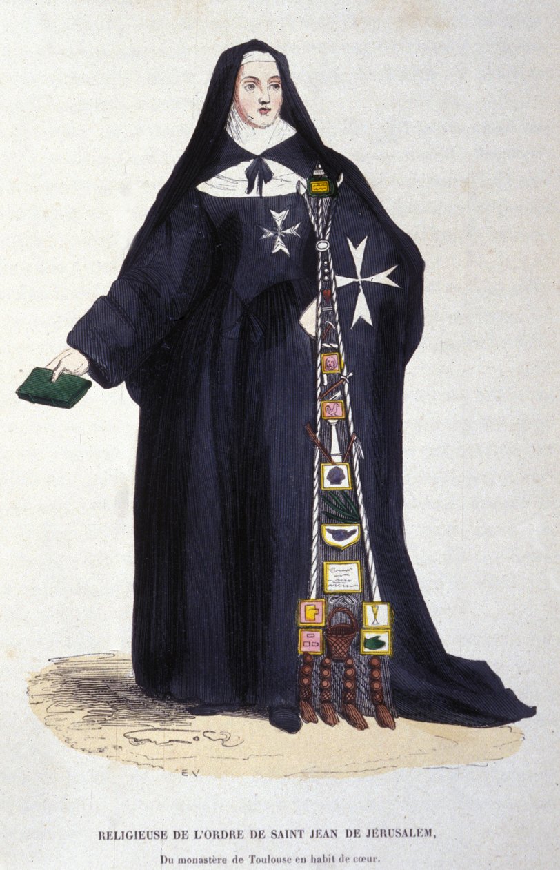 řeholník řádu svatého Jana Jeruzalémského z kláštera v Toulouse v Coeurově šatu. Rytina z alba o řeholních řádech, Paříž od Unknown artist