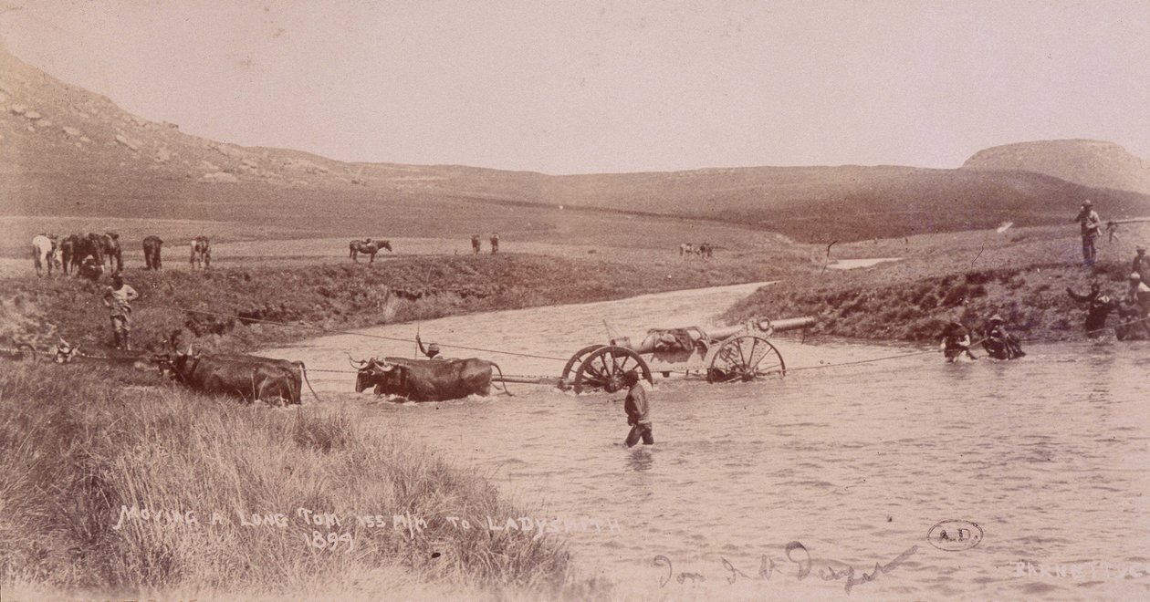 Canon překračující řeku během búrské války od Unknown photographer