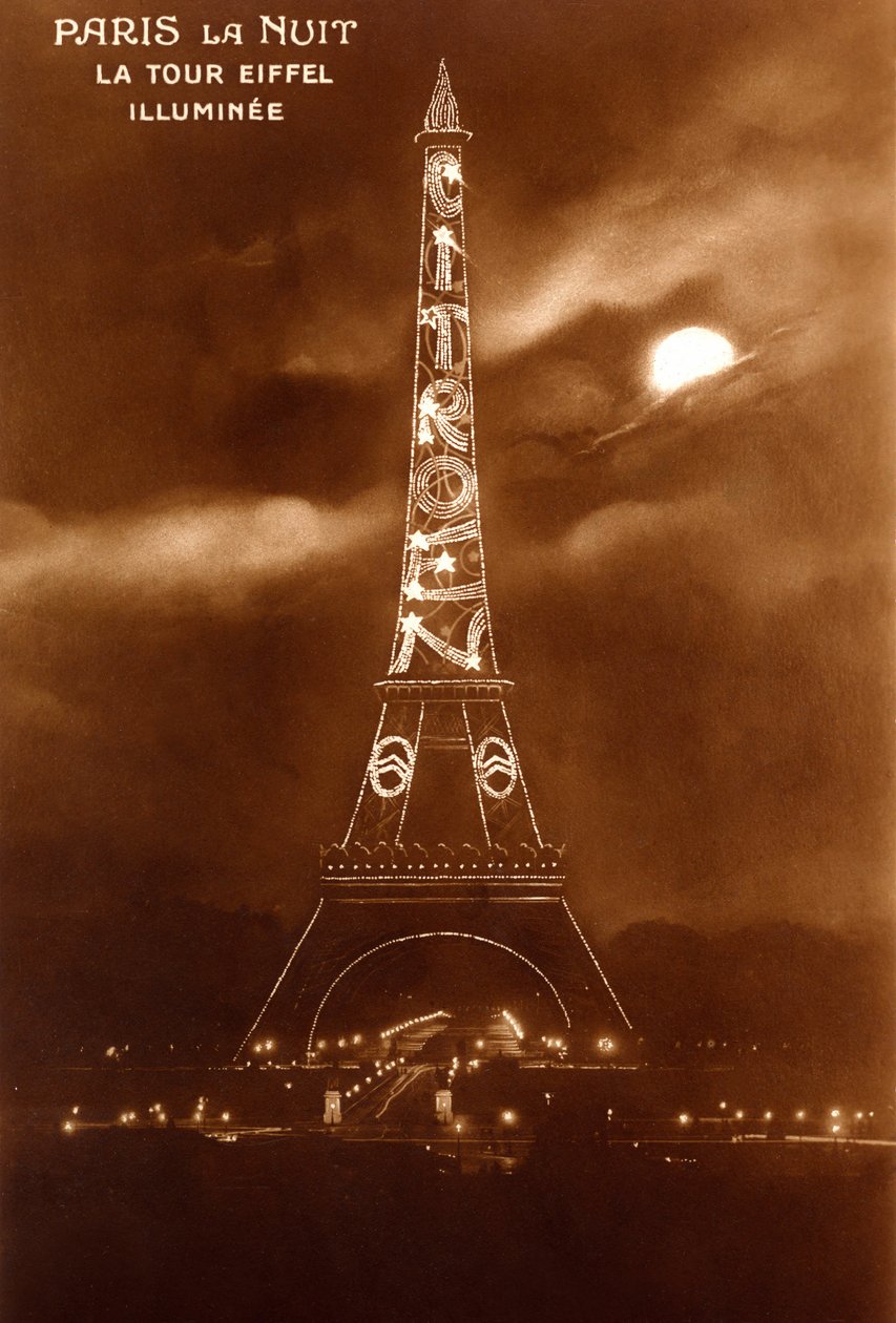 "Citroen", Eiffelova věž, Mezinárodní výstava moderního a dekorativního umění, 4. července 1925 (foto) od Unknown photographer