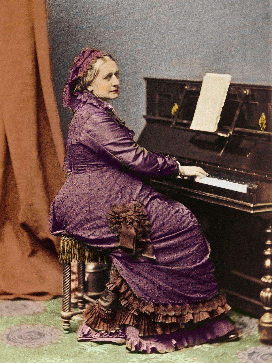 Clara Schumann (1819-1896), německá klavíristka a skladatelka, u klavíru - Portrét Clary Schumann (1819-1896), německá klavíristka a skladatelka, manželka Roberta Schumanna. od Unknown photographer