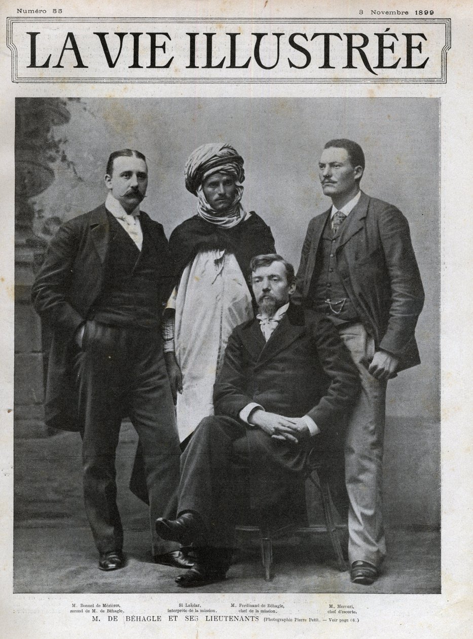 Ferdinand de Behagle (1857-1899) (francouzský cestovatel) vedoucí mise a jeho poručíci od Unknown photographer