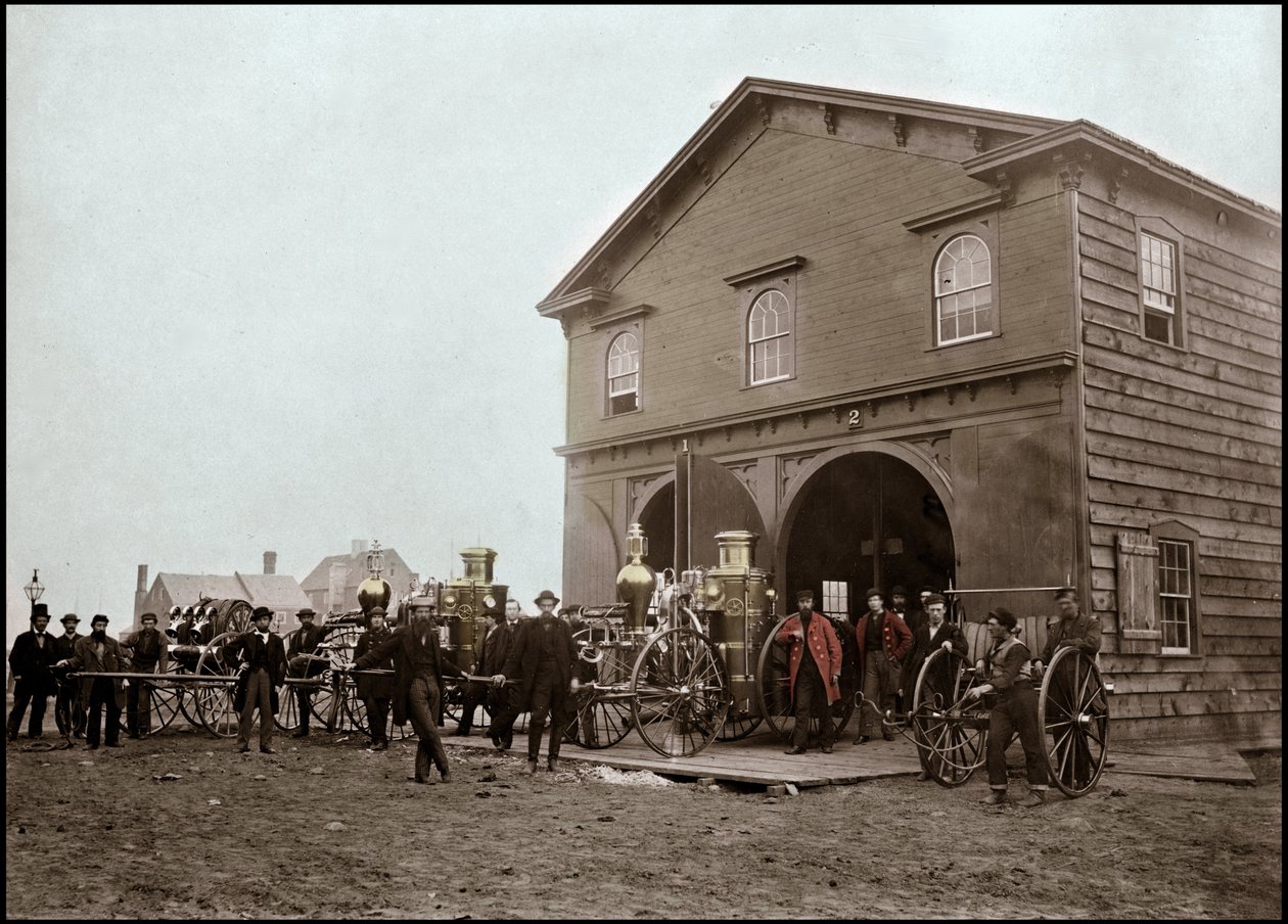 Hasičský sbor pózuje před kasárnami v Alexandrii. Virginia, Spojené státy americké. 1863. Fotografie od Unknown photographer