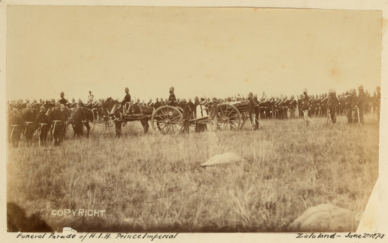 „Pohřební průvod HIH Prince Imperial, Zululand“, 2. června 1879 (černobílá fotografie) od Unknown photographer
