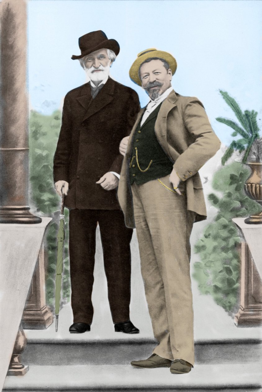 Giuseppe Verdi, italský skladatel (1813-1901) a tenorista Francesco Tamagno (1850-1905) v Montecatini na konci 19. století. od Unknown photographer