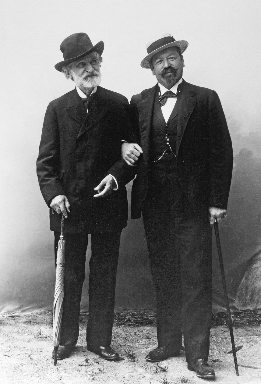 Giuseppe Verdi, italský skladatel (1813-1901) a tenorista Francesco Tamagno (1850-1905) v Montecatini na konci 19. století. od Unknown photographer