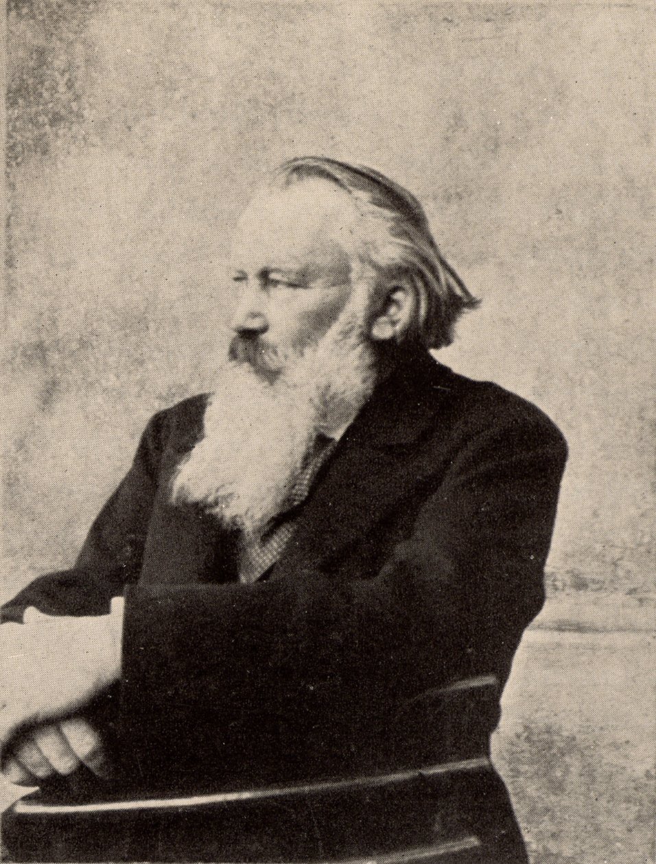 Johannes Brahms (1833-1897), německý hudební skladatel. Podepsaná fotografie pořízená ve Vídni 6. října 1895 (polotón)(tisk) od Unknown photographer