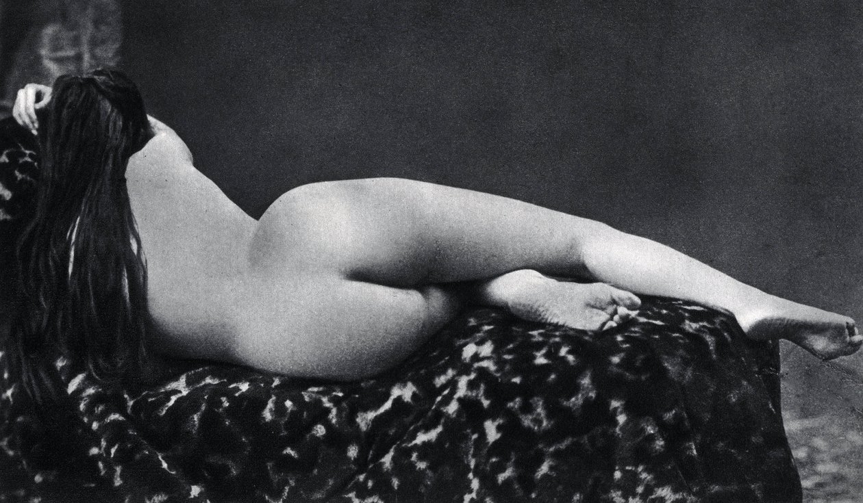 Nahá žena ležící vzadu kolem roku 1860 Anonymní fotografie od Unknown photographer