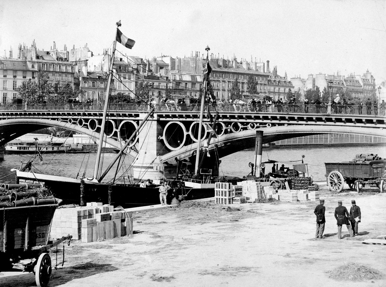 Paříž: Most Carrousel a doky - fotografie, konec 19. století od Unknown photographer