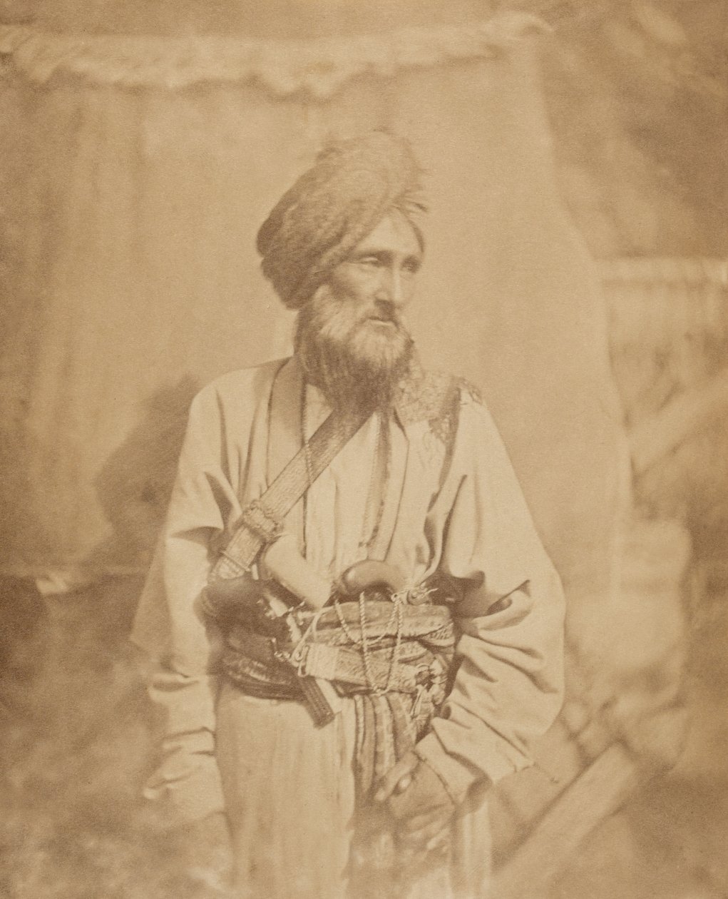 Pathanský důstojník Paňdžábské nepravidelné kavalérie, circa 1860 od Unknown photographer