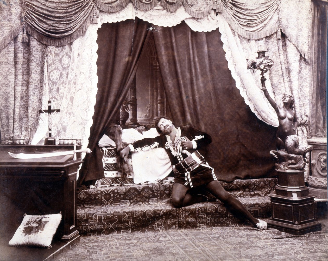 Portrét italského tenoristy Francesca Tamagna (1850 - 1905) v posledním dějství Otello Giuseppe Verdiho od Unknown photographer