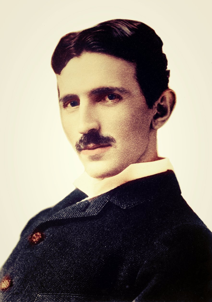 Portrét Nikoly Tesly (1856-1943) (Nikolaj) - srbský inženýr, fyzik a vynálezce chorvatského původu od Unknown photographer