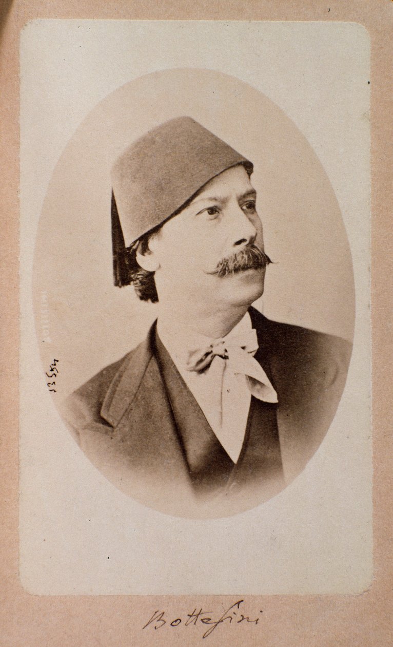 Portrét italského dirigenta, kontrabasisty a skladatele Giovanniho Bottesiniho (1821-1889) Fotografie. Bologna 19. století, občanské hudební bibliografické muzeum od Unknown photographer