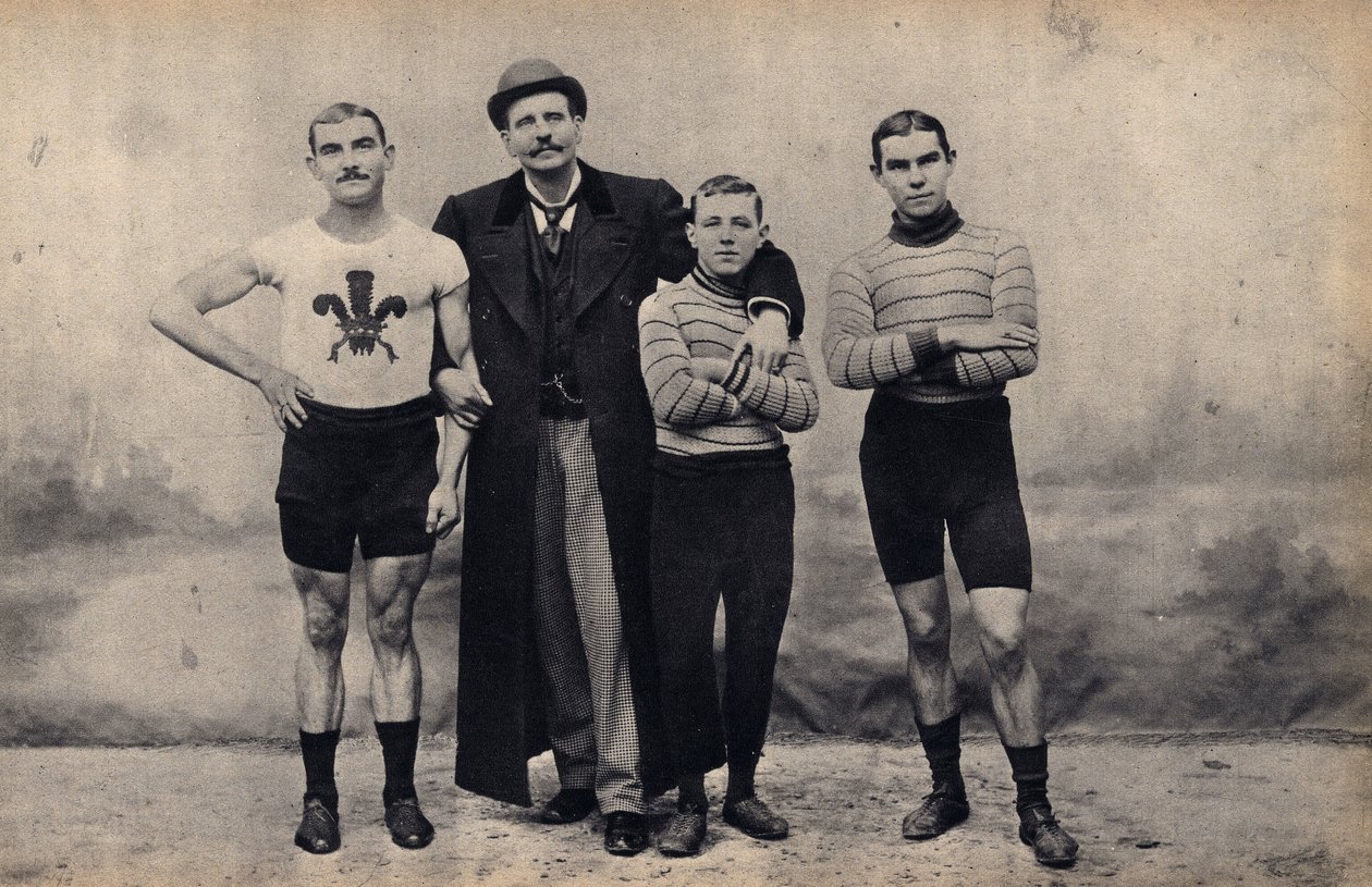 Portrét týmu cyklu Gladiator. Fotografie, konec 19. století, Paříž. Coll. Selva. od Unknown photographer