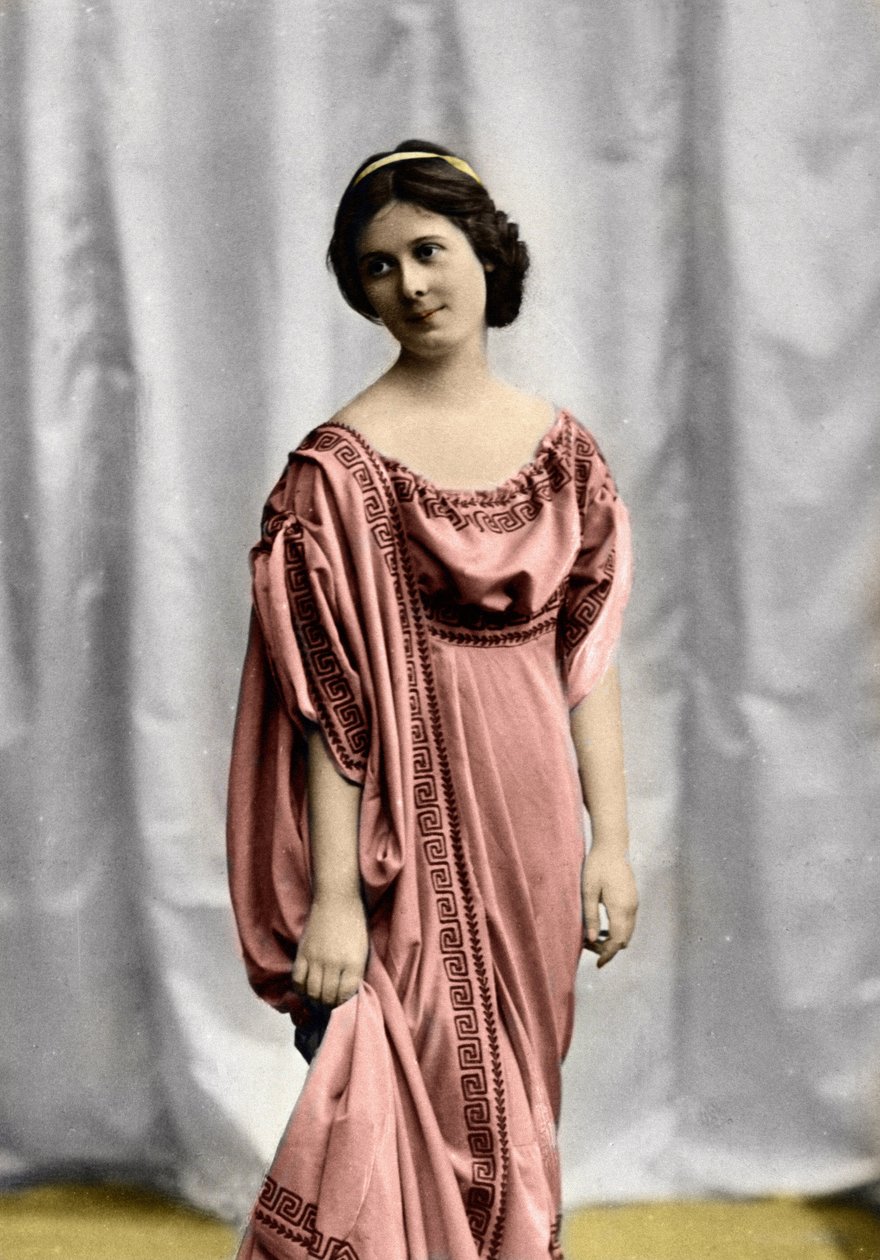 Muotokuva tanssija Isadora Duncanista (1877-1927) (Tanssija Isadora Duncanin muotokuva) Valokuva 1900-luvun alku Yksityinen kokoelma od Unknown photographer
