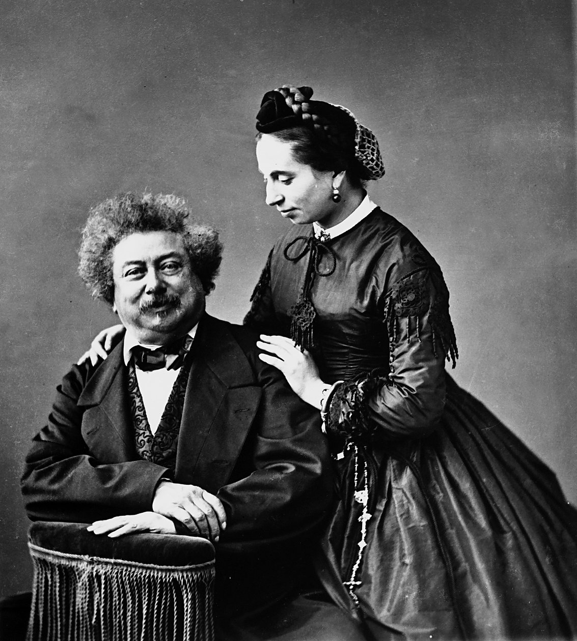 Portrét spisovatele Alexandra Dumase s dcerou od Unknown photographer