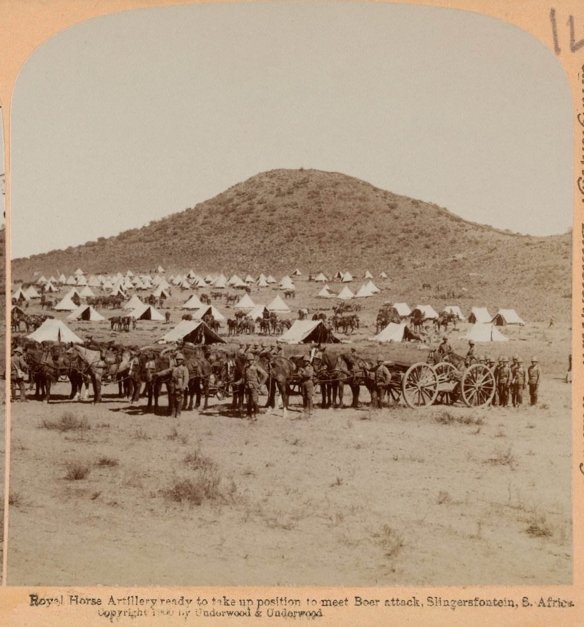 Royal Horse Artillery, Slingersfontein, Búrská válka, kolem roku 1899 (fotografie, stereoskopické) od Unknown photographer