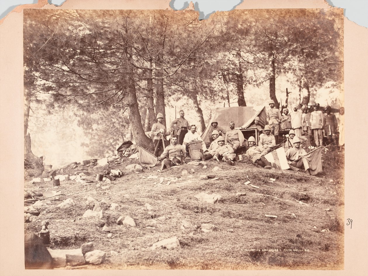 Telegraf a signalizátory na Kaim Gulli, expedice Black Mountain, 1888 od Unknown