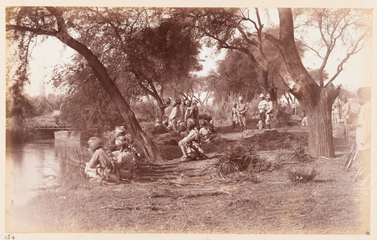 Zabavení mostu kanálu Alipur kavalérií Guides, cvičební tábor Dillí, 1885 od Unknown