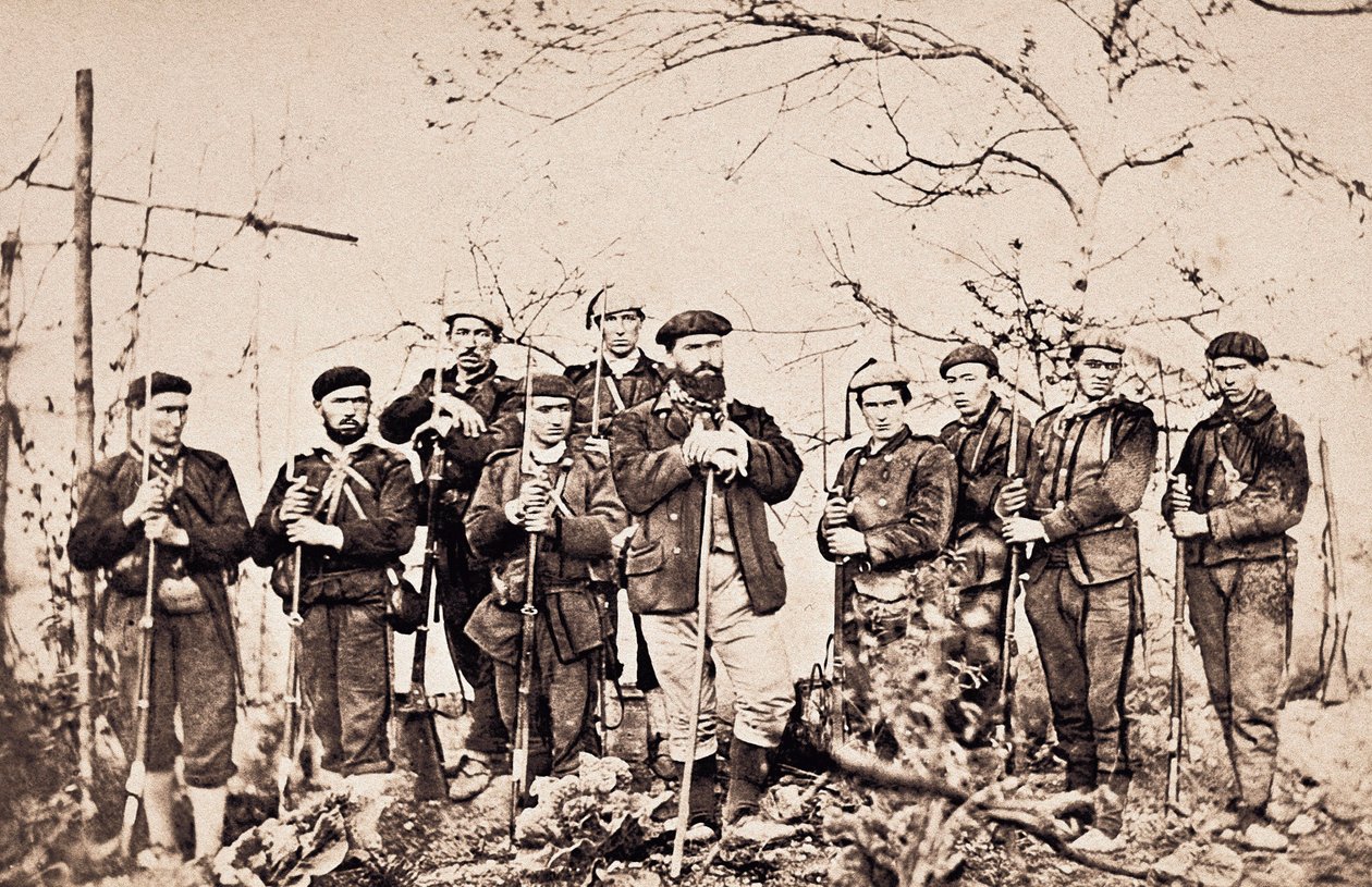 Třetí karlistická válka (1872-1876): Lék Santa Cruz a jeho stráž. Fotografie Španělsko, San Sebastian, Městské muzeum San Telmo. od Unknown photographer