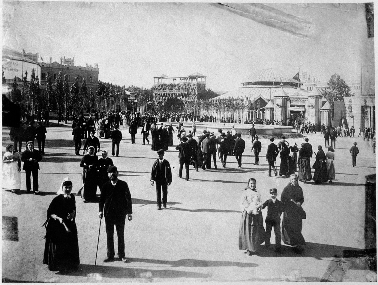 Pohled na Plaza Catalunya v Barceloně, konec 19. století od Unknown photographer