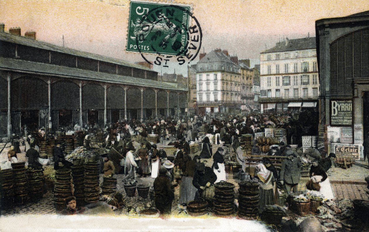 Pohled na Grand Marche v Rouen, Seine maritime, Normandie (trh v Rouen, Normandie) Pohlednice ze začátku 20. století od Unknown photographer