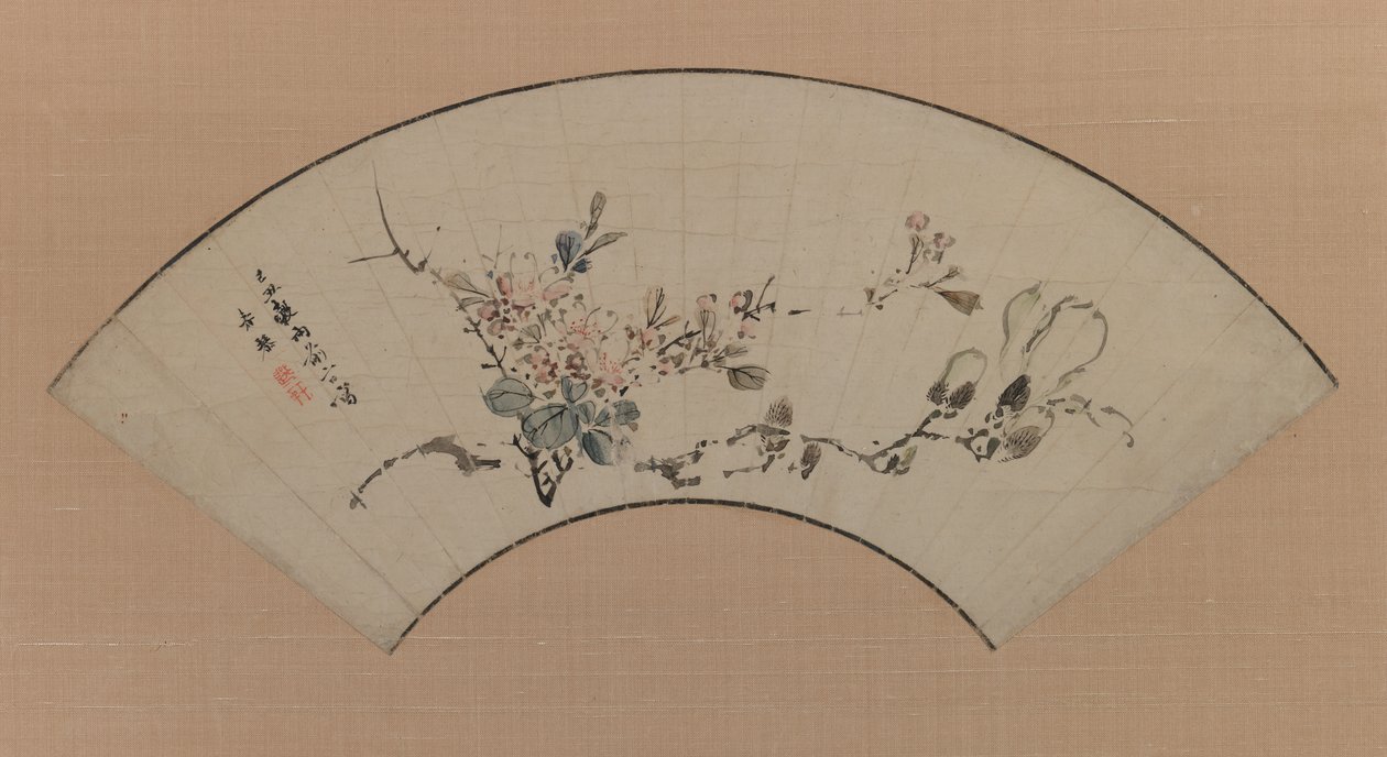 Cherry Blossoms and Manolia, 1829 (inkoust a světlá barva na papíře) od Uragami Shunkin