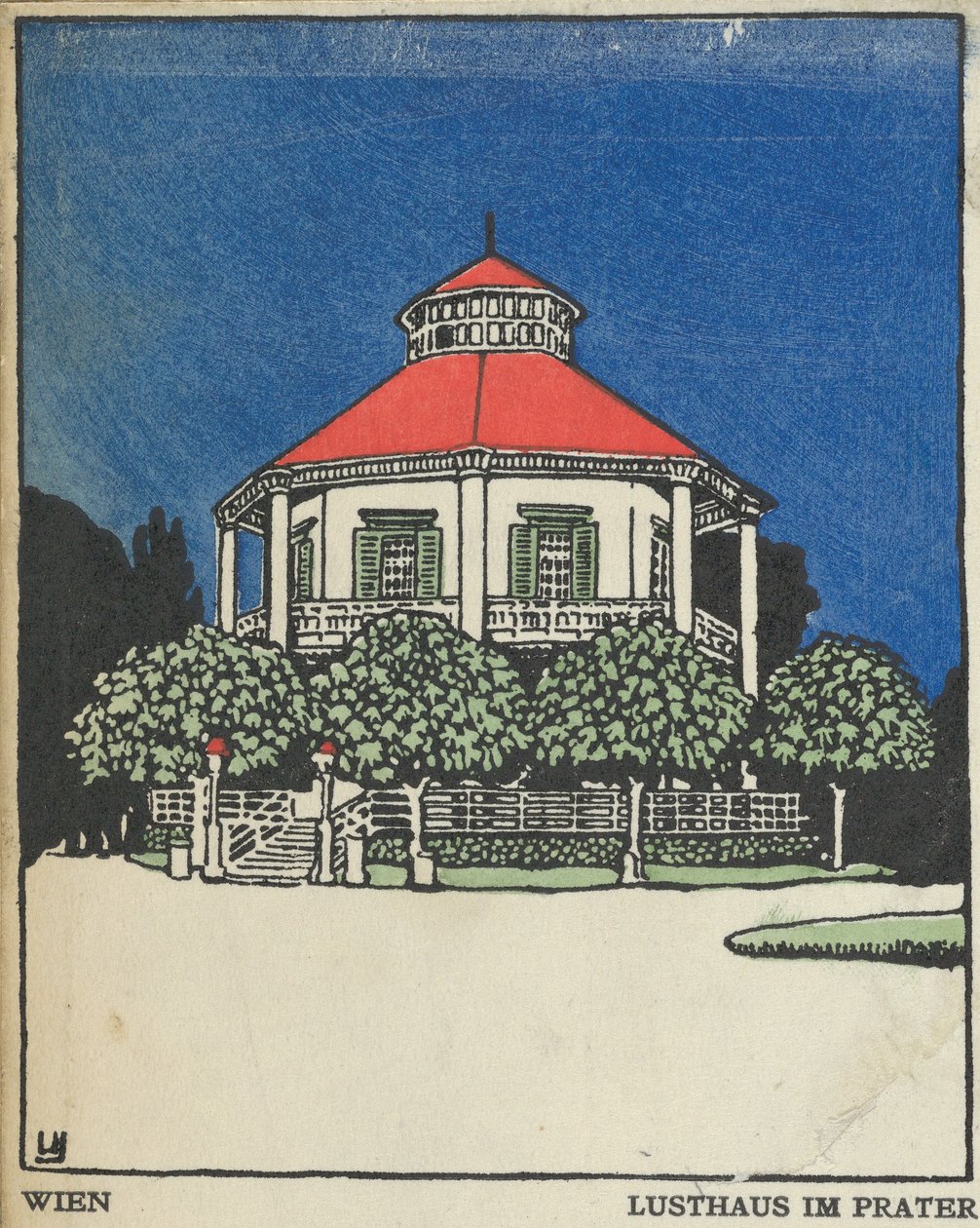 Vídeň: Pavilon potěšení v Prátru Wien: Lusthaus im Prater, 1908., od Urban Janke