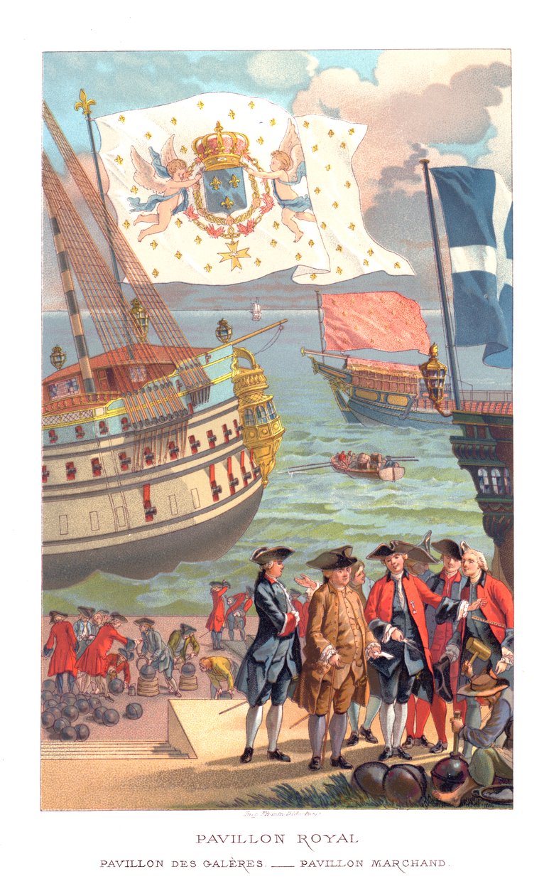 Královská vlajka, vlajka galeon a vlajka obchodníků, 1885. od Urrabieta